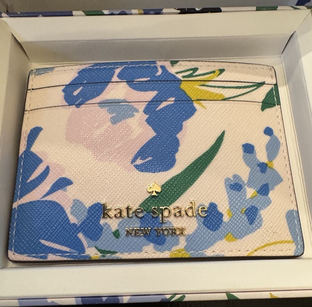 Kate Spade Madison Floral Small Slim Card Holder / Cream Multi/NWT